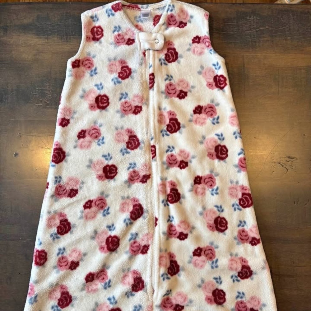Hudson Baby Plush Sleeping Bag Sack Wearable Blanket Floral White Pink L 12-18